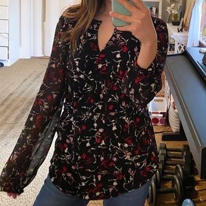 Black Floral Blouse